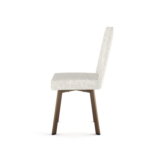 Chaise de salle à manger Elmira en tissu chenille blanc et crème, métal bronze Amisco Industries