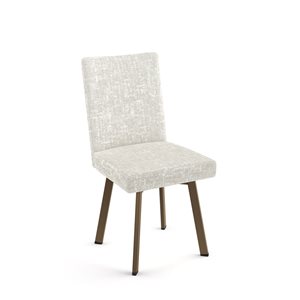 Chaise de salle à manger Elmira en tissu chenille blanc et crème, métal bronze Amisco Industries