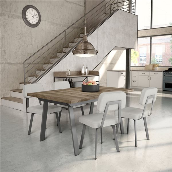 Amisco Industries Clarkson Dining Chair Pale Grey Beige Polyester / Dark Grey Metal