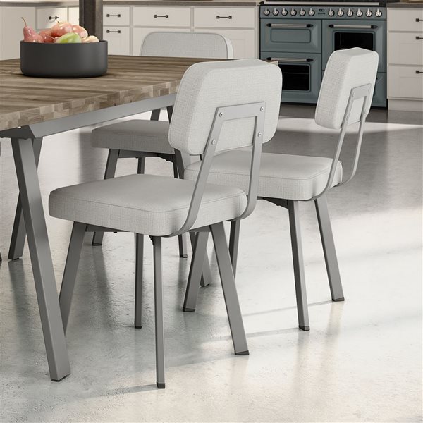 Amisco Industries Clarkson Dining Chair Pale Grey Beige Polyester / Dark Grey Metal