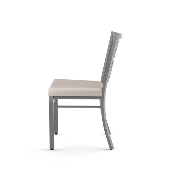 Chaise de salle à manger Washington en similicuir crème, métal gris brillant Amisco Industries