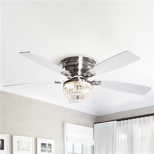 Flush mount deals crystal ceiling fan