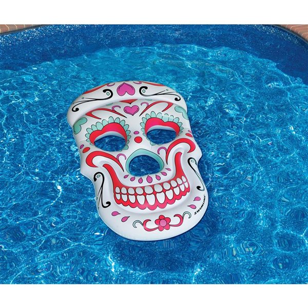 Swim Central 12-in Inflatable White and Pink Skull Swimming Pool Float