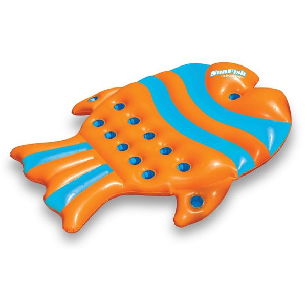 Swim Central 60.5-in Inflatable Orange and Blue Fish Swimming Pool Floating  Raft 32233533