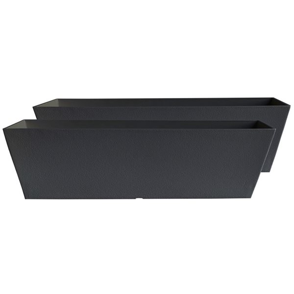 Acerra Set of 2 Window Planter Boxes of 6 x 6 x 22-in each in Black Stucco