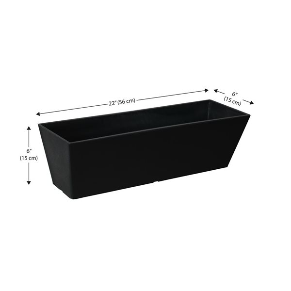 Acerra Set of 2 Window Planter Boxes of 6 x 6 x 22-in each in Black Stucco