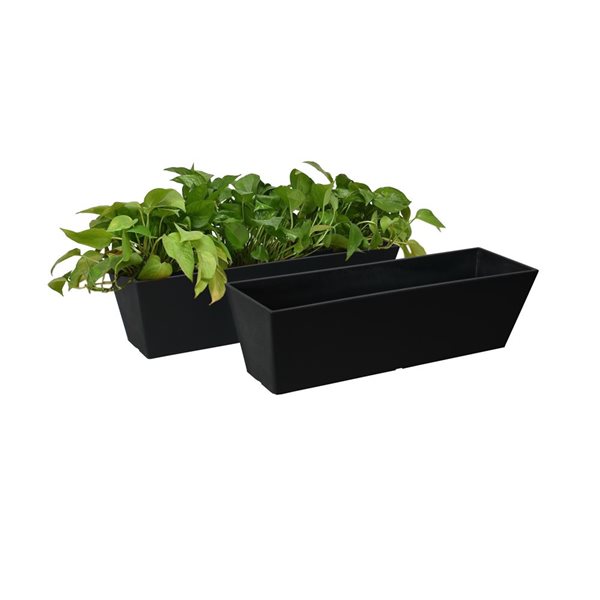 Acerra Set of 2 Window Planter Boxes of 6 x 6 x 22-in each in Black Stucco