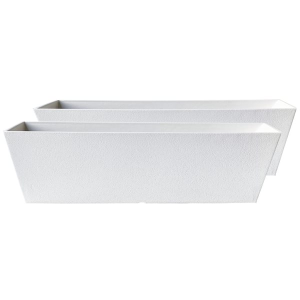 Acerra Set of 2 Window Planter Boxes of 6 x 6 x 22-in each in White Stucco