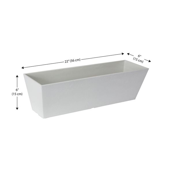 Acerra Set of 2 Window Planter Boxes of 6 x 6 x 22-in each in White Stucco