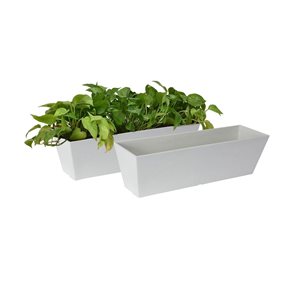 Acerra Set of 2 Window Planter Boxes of 6 x 6 x 22-in each in White Stucco