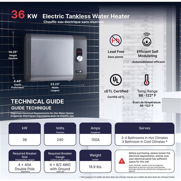 Atmor Pro Series 240-volt 36-kW 7.1 Gpm Tankless Electric Water Heater