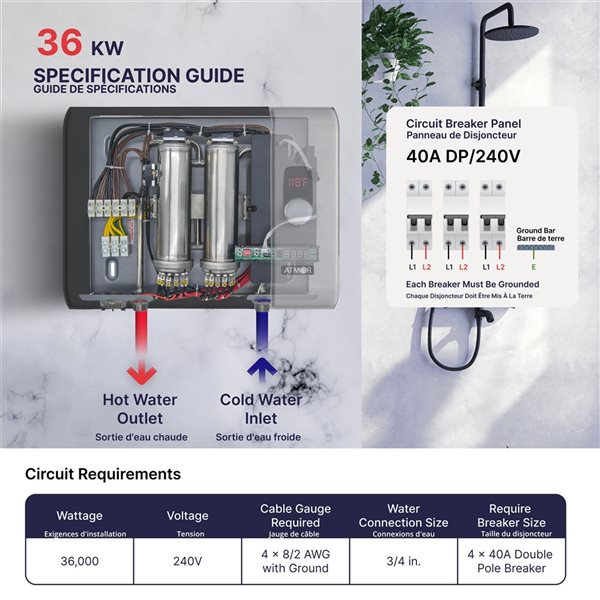 Atmor Pro Series 240-volt 36-kW 7.1 Gpm Tankless Electric Water Heater