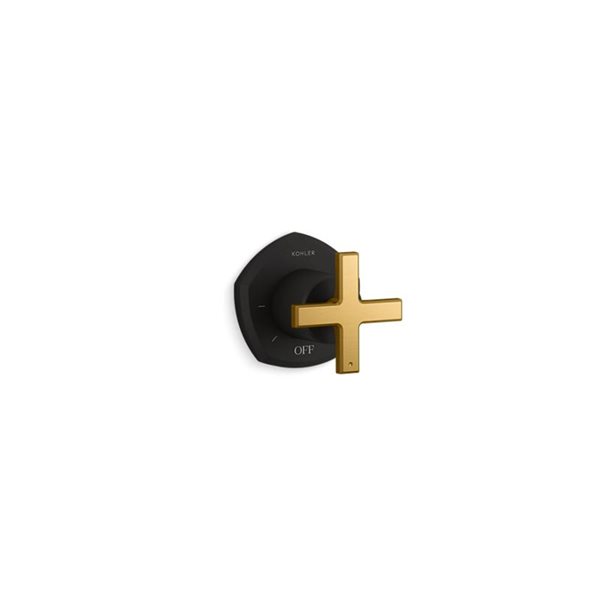 KOHLER Matte Black/Moderne Brass Occasion Volume Control Valve Trim with Cross Handle