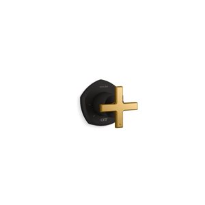 KOHLER Matte Black/Moderne Brass Occasion Volume Control Valve Trim with Cross Handle