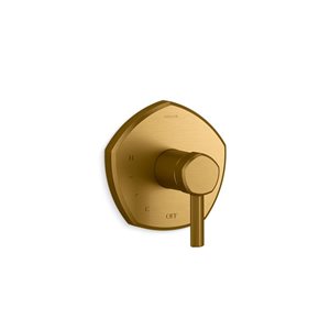 KOHLER Brushed Moderne Brass Occasion Rite-Temp Pressure-Balancing Valve Trim with Lever Handle