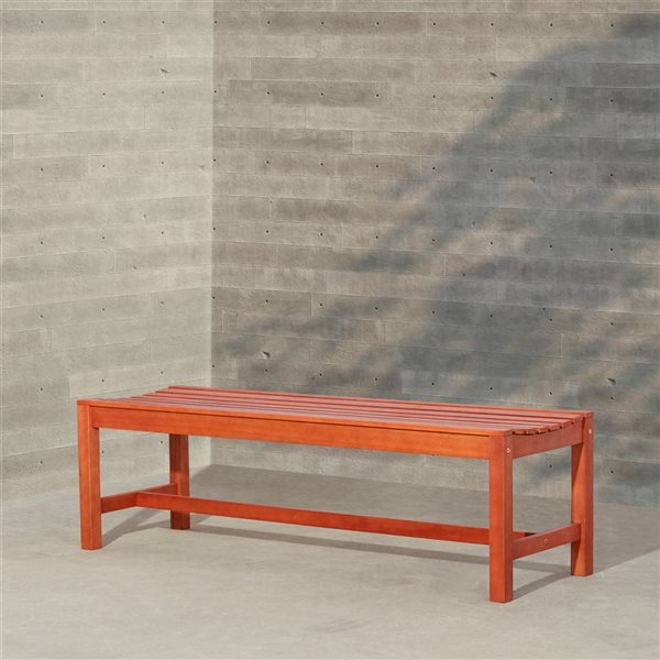 Azen Emilio 59-in x 18-in Natural Wood Patio Bench