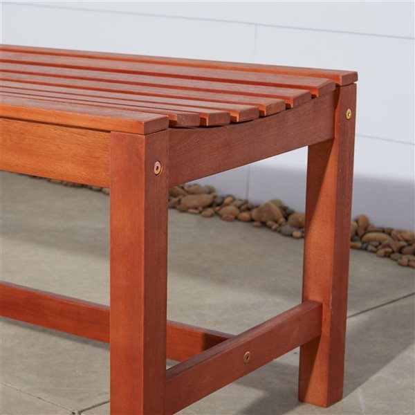Azen Emilio 59-in x 18-in Natural Wood Patio Bench