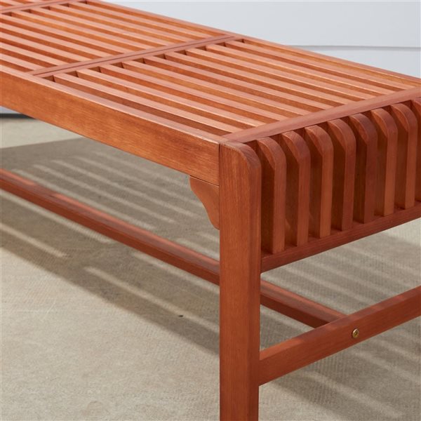 Azen Logan 59-in x 18-in Natural Wood Patio Bench