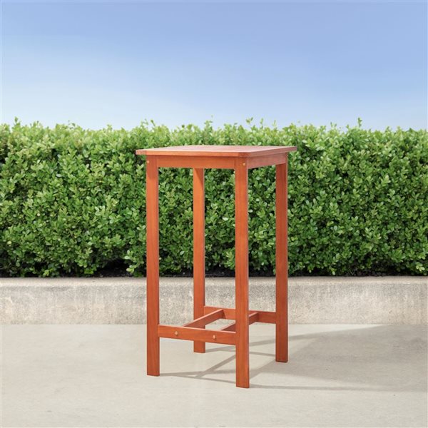 Azen Emilio 24-in Brown Square Outdoor Bar Height Table
