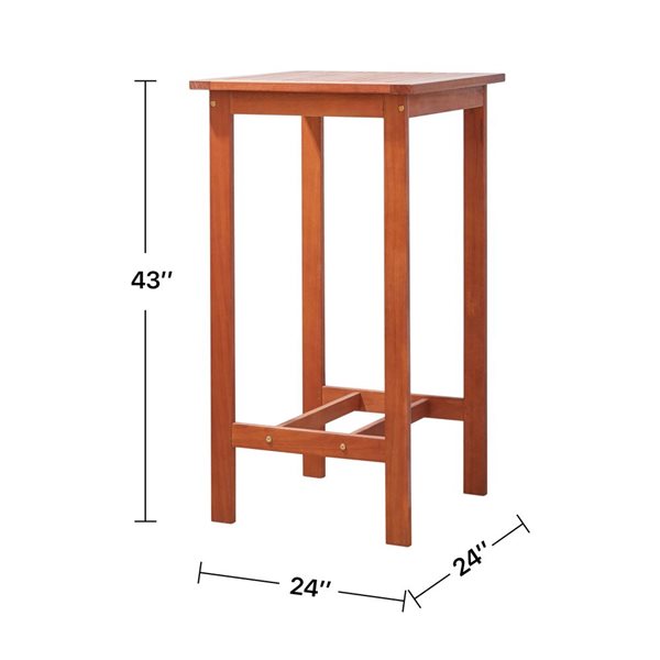 Azen Emilio 24-in Brown Square Outdoor Bar Height Table