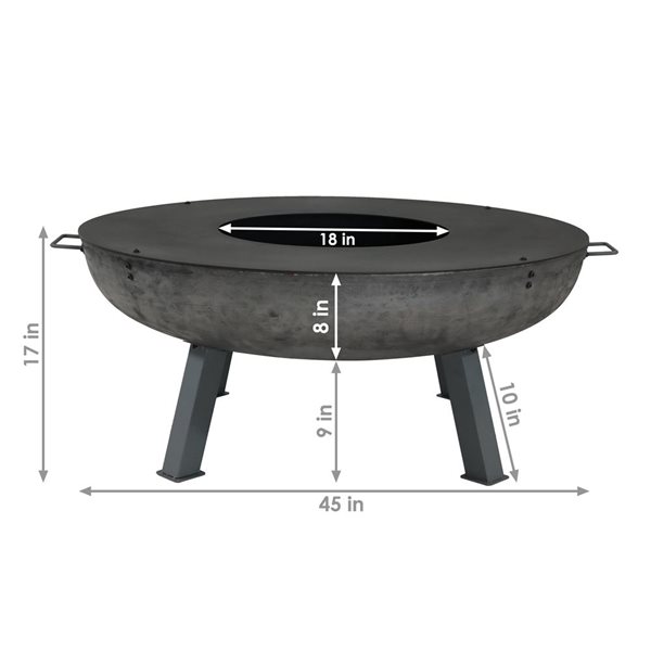 Sunnydaze Outdoor Wood Fire Pit with Cast Iron Fire Rim with 40-in with Cooking Rim