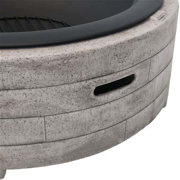 Sunnydaze Faux Stone Wood-Burning Fire Pit with Spark Screen 35-in