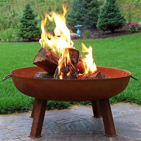 Sunnydaze Cast Iron with Rustic Finish Wood-Burning Fire Bowl 34-in