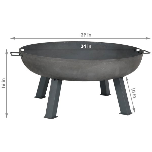 Sunnydaze Cast Iron with Steel Finish Wood-Burning Fire Bowl 34-in