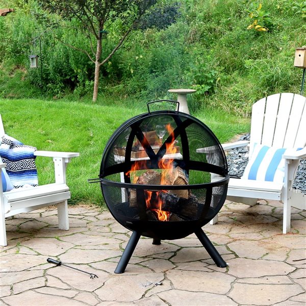 Sunnydaze Flaming Ball Wood Burning Fire Pit