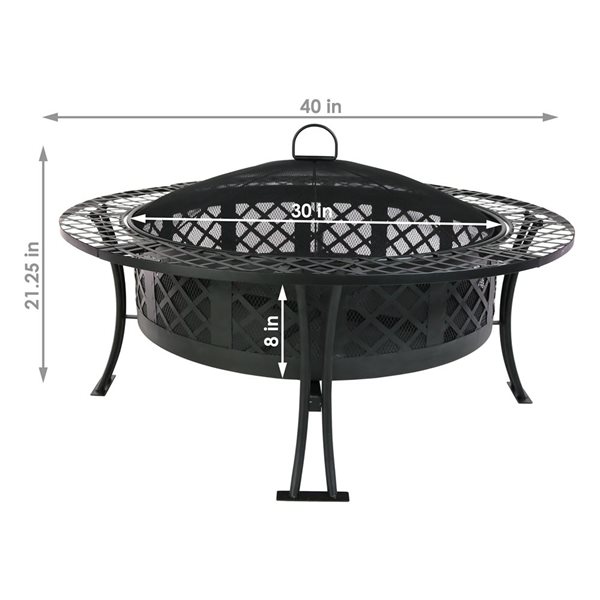 Sunnydaze Diamond Weave Fire Pit with Spark Screen 40-in