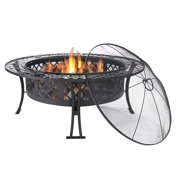 Sunnydaze Diamond Weave Fire Pit with Spark Screen 40-in