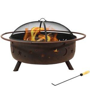 Sunnydaze Cosmic Outdoor Patio Fire Pit with Spark Screen Bronze 42-in