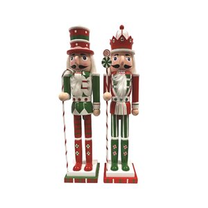 Santa's Workshop 14-in Red and Green Peppermint Nutcrackers - Set of 2