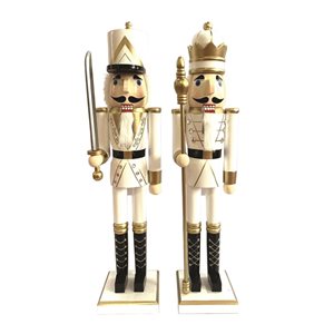 Santa's Workshop 24-in White and Gold King and Guard Nutcrackers - Set of 2