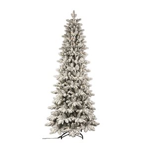 Santa's Workshop 7.5-ft Flocked White Artificial Christmas Tree with 350 Constant Warm White Incandescent Lights