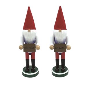 Santa's Workshop 12-in Welcome/Go Away Gnome Nutcracker