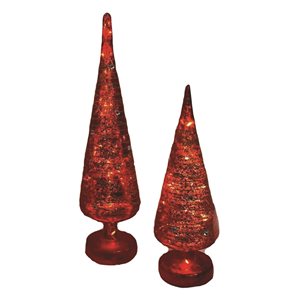 Santa's Workshop 12 and 14-in Red Glass LED Trees - Set of 2