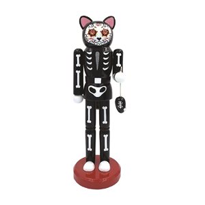 Santa's Workshop 14-in Day of the Dead Cat Nutcracker