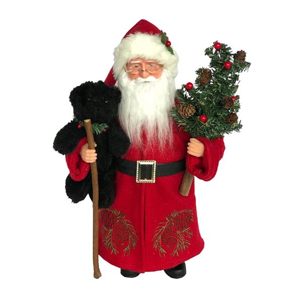 Santa's Workshop 15-in Pine Cone Santa and Black Bear 6040 | RONA