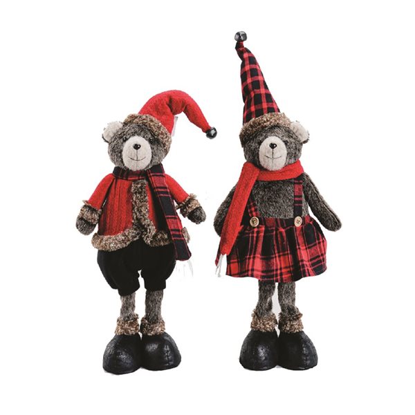 Santa's Workshop 19-in Buffalo Plaid Bears - Set of 2