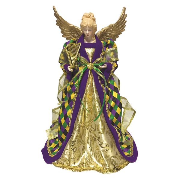 Santa's Workshop 16-in Blue And Gold Mardi Gras Angel Christmas Tree Topper