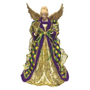 Santa's Workshop 16-in Blue And Gold Mardi Gras Angel Christmas Tree Topper
