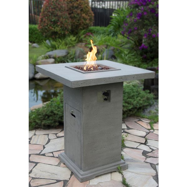 Elementi Montreal 40,000 BTU Light Grey Bar-Height Liquid Propane Fire Table