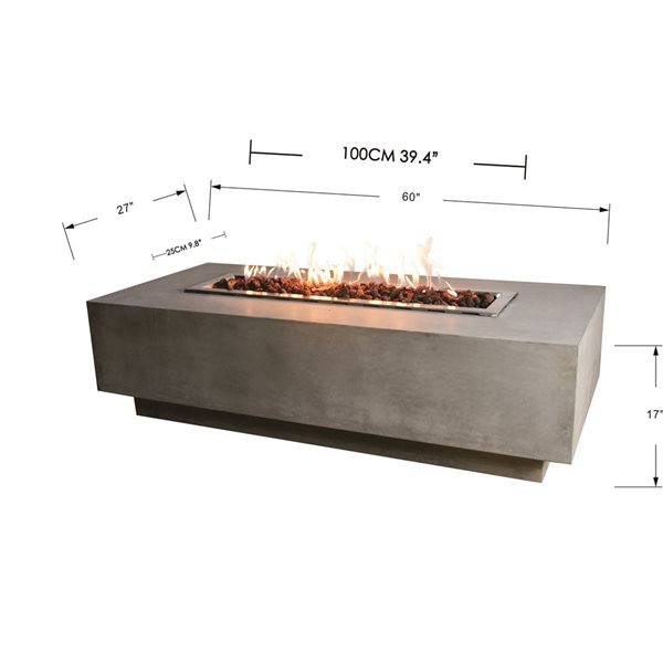 Elementi - Granville Fire Table - Liquid Propane