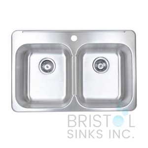 Évier double en acier inoxydable de 32,5 po x 20,5 po par Bristol Sinks