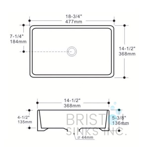 Lavabo vasque rectangulaire en porcelaine noire de 18,75 po x 14,5 po par Bristol Sinks