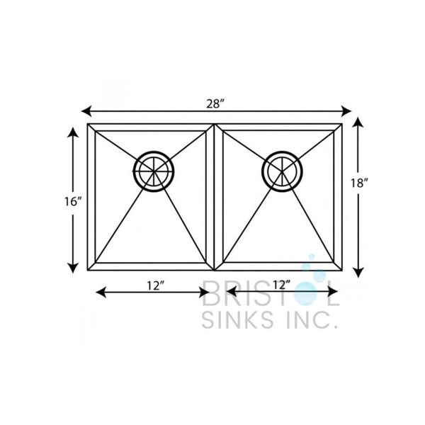 Évier double en acier inoxydable de 28 po x 18 po par Bristol Sinks