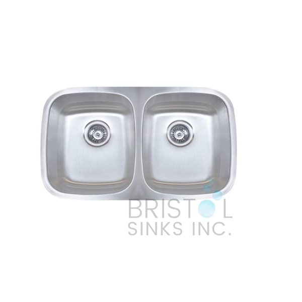 Évier double en acier inoxydable de 32,5 po x 18 po par Bristol Sinks