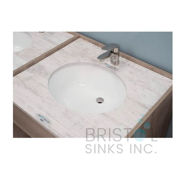 Lavabo à encastrer en porcelaine blanche de 19.25 po x 15.63 po par Bristol Sinks avec trop-plein