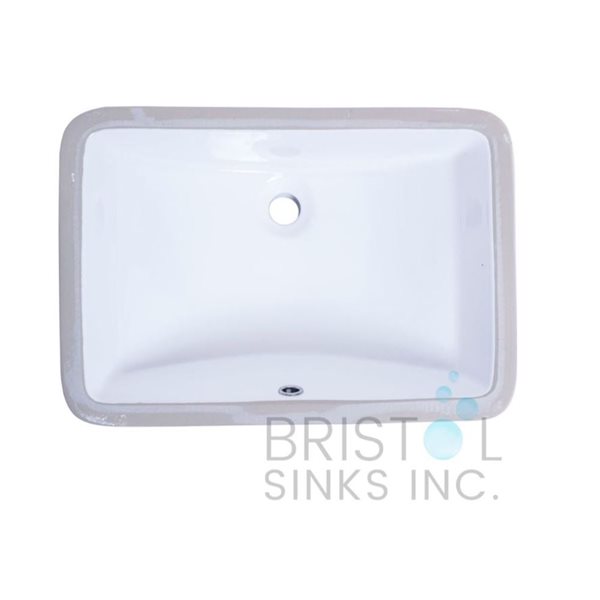 Bristol Sinks 21-in x 14.5-in White Porcelain Undermount Rectangular Bathroom Sink with Overflow Drain